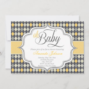 Chic Oh Baby Argyle Baby shower uitnodigen Kaart