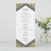 Chic Olijf & Goud Glitter Flakes Glam Wedding Menu (Staand voorkant)