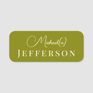 Chic Olive Green: Elegante handgeschreven professi Naamplaatje