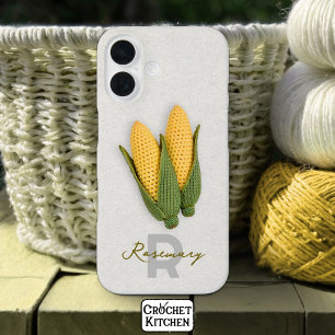 Chic Oma's Garden Modern Crochet Corn Naam iPhone 16 Hoesje