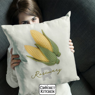 Chic Oma's Garden Modern Crochet Corn Naam Kussen