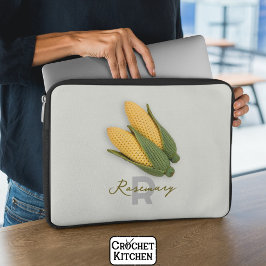 Chic Oma's Garden Modern Crochet Corn Naam Laptop Sleeve