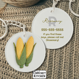 Chic Oma's Garden Modern Crochet Corn Naam Sleutelhanger