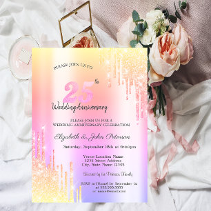 Chic Ombre Glitter Drips 25ste bruiloft Jubileum Kaart