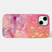 Chic ombre roos blush roze glitter monogram Case-Mate iPhone case (Achterkant (horizontaal))
