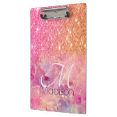 Chic ombre roos blush roze glitter monogram klembord (Links)