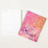 Chic ombre roos blush roze glitter monogram planner (Display)
