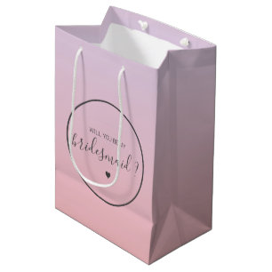 Chic Ombre Roze Gradiënt Wil je mijn bruidsmeisje Medium Cadeauzakje