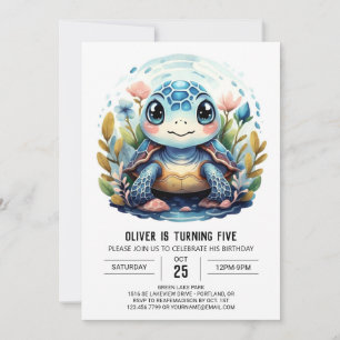 Chic Onder het Zee Blue Turtle Boy Verjaardag Kaart