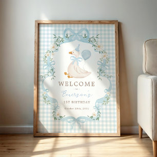 Chic One Gekke Goose Blue Balloon Verjaardag Welko Poster