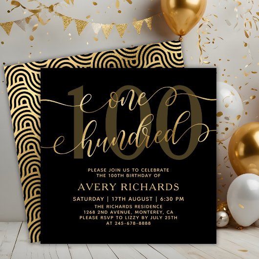 Chic One Hundred Schrift Black Gold 100ste verjaar Kaart