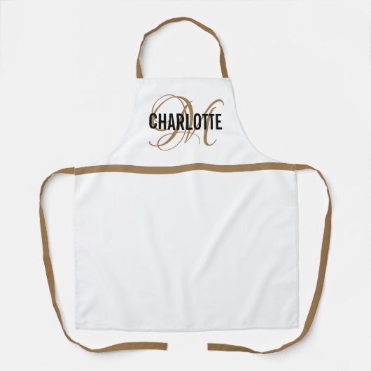 Chic or blanc monogramme nom tablier (Recto)