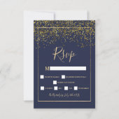 Chic or confetti marine bleu typographie rsvp (Devant)