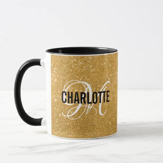 Chic or parties scintillant monogramme nom tasse d (Gauche)