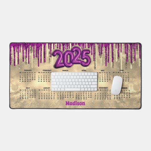 Chic or rose chaud gouttes monogramme calendrier 2 (Clavier et souris)