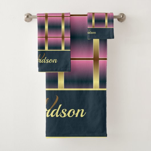 Chic Or, Rose Et Marine À damiers Monogramme (En situation)