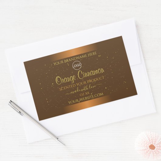 Chic Orange Brown Étiquette Gold Parties scintilla (Enveloppe)