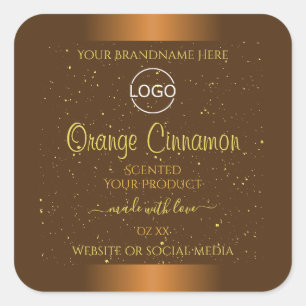 Chic Orange Brown Étiquette Gold Parties scintilla