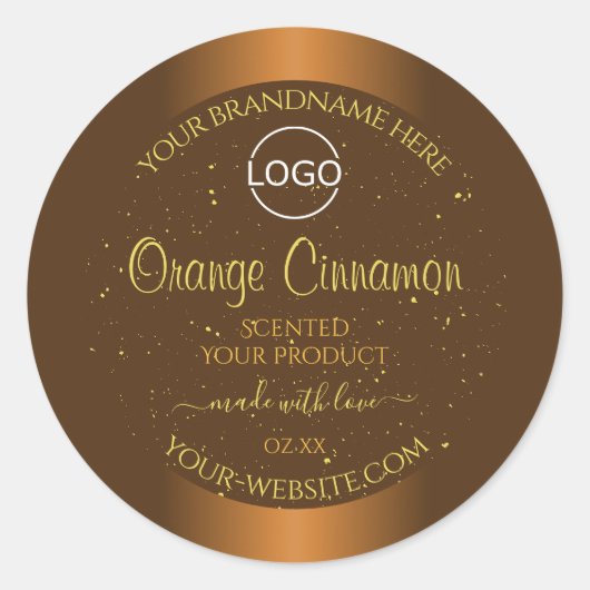 Chic Orange Brown Étiquette Gold Parties scintilla (Devant)