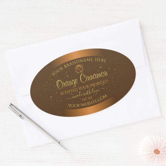 Chic Orange Brown produit Étiquette or Parties sci (Enveloppe)