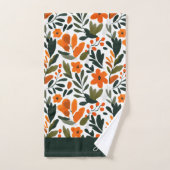 Chic Orange Spring Flowers Botanical Pattern Name  (Serviette à main)