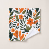 Chic Orange Spring Flowers Botanical Pattern Name  (Gant de toilette)