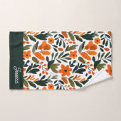 Chic Orange Spring Flowers Botanical Pattern Name  (Serviette à main)