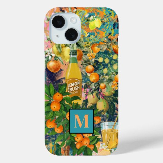 Chic oranje blauw turquoise Siciliaanse citrus col Case-Mate iPhone Case (Achterkant)