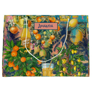Chic oranje blauw turquoise Siciliaanse citrus col Groot Cadeauzakje