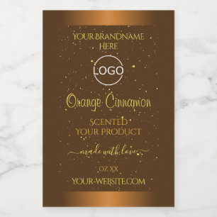 Chic Oranje Brown Product Labels Gold Glitter Logo Voedselcontainer Etiket