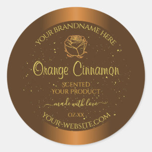 Chic Oranje Brown Product Labels Gold Glitter Roos