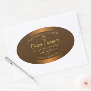 Chic Oranje Brown Product Labels Gold Glitter Roos