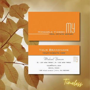 Chic Oranje en White met Monogram Professional Visitekaartje