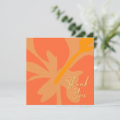 Chic Oranje Floral- en beige tekst Bedankkaart (Staand voorkant)