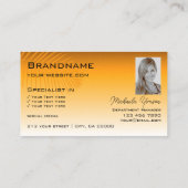 Chic Oranje Gradient Palm Leaf Monogram en Foto Visitekaartje (Achterkant)