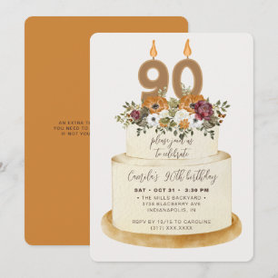 Chic Oranje Herfst herfst 90th Birthday Cake Kaart