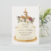 Chic Oranje Herfst najaar 3rd Birthday Cake Kaart (Staand voorkant)