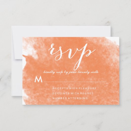 CHIC ORANJE WATERCOLOR TROUWKAARTEN RSVP (Voorkant)