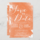 CHIC ORANJE WATERVERF BEWAREN DE DATUM SAVE THE DATE (Voorkant / Achterkant)