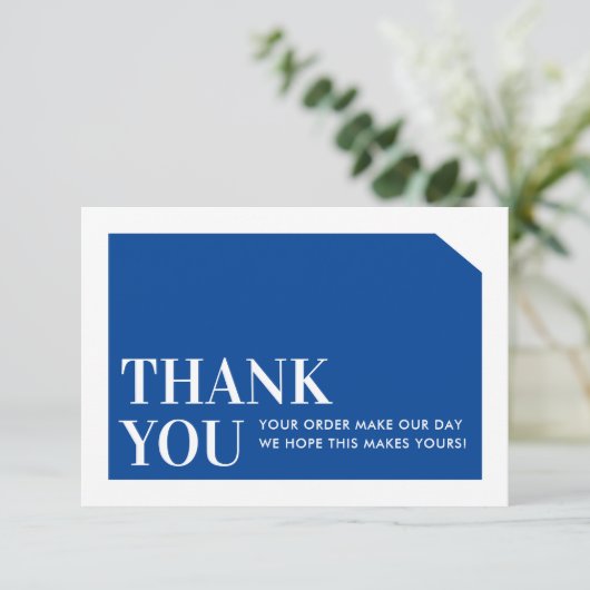 CHIC ORDE INSERT business dank u koninklijk blauw Bedankkaart (Staand voorkant)