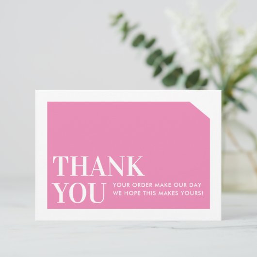 CHIC ORDE INSERT business dank u snoep roze Bedankkaart (Staand voorkant)