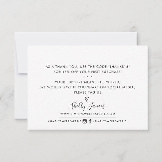 CHIC ORDE INSERT business dank u snoep roze Bedankkaart (Achterkant)