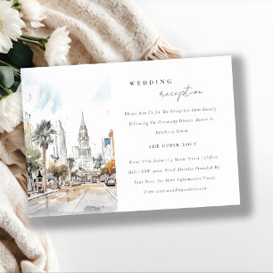 Chic Orlando Florida Skyline Huwelijksreceptie Informatiekaartje