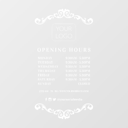 Chic Ornament Custom Business Logo openinguren Raamsticker (Vel)