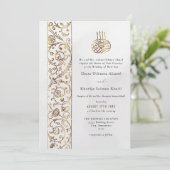 Chic Ornate Floral Gold & Cream Islamic Wedding Kaart (Staand voorkant)