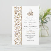 Chic Ornate Floral Gold Islamic Wedding Kaart (Staand voorkant)