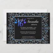 Chic Ornate Silver Sweet 16 Invitation (Devant)