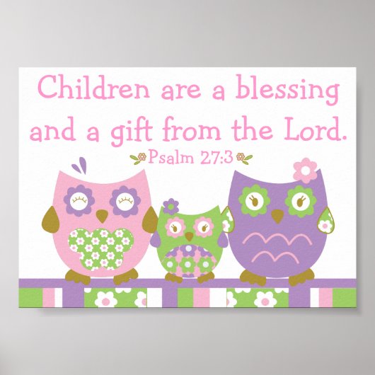 Chic Owls Christian Bible Verse Poster (Devant)