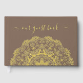 Chic paar Initialen Floral Mandala Gold Gastenboek (Voorkant)