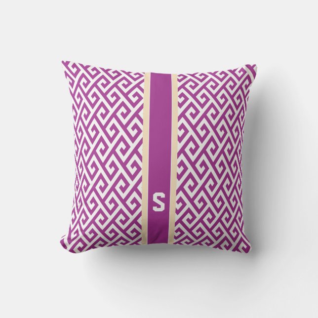 Chic paars abstract geometrisch monogram kussen (Voorkant)